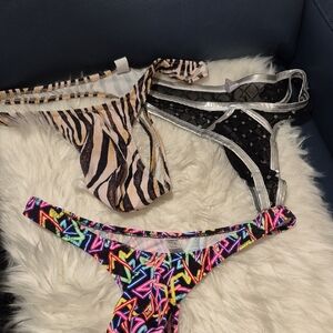 Colorful and Animal Print Thong Set Tropical Thongs
